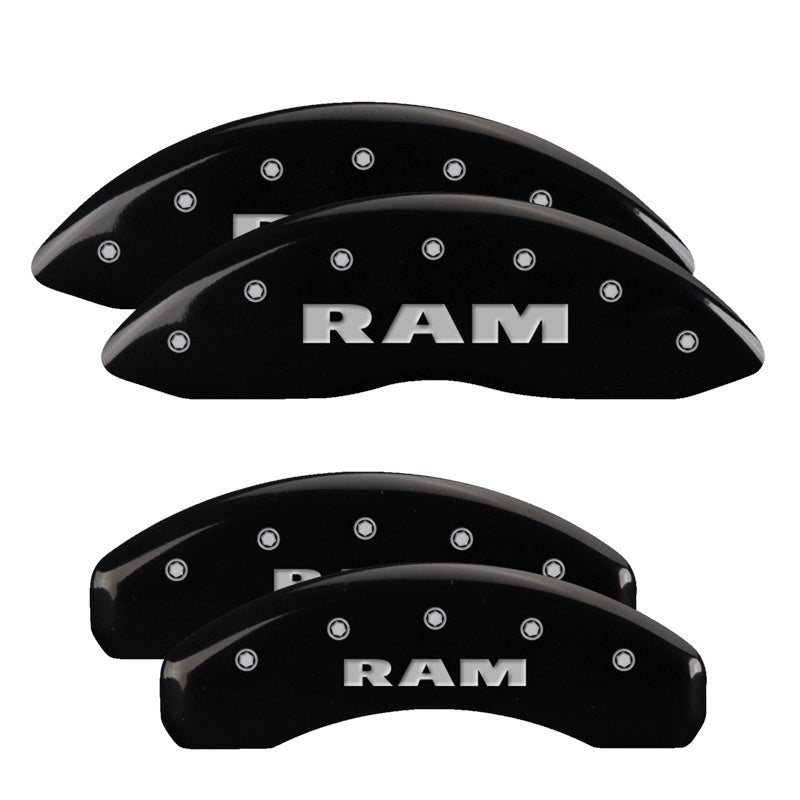 MGP 55005SRAMBK 4 Caliper Covers Engraved Front & Rear fits Ram Black Finish Sil