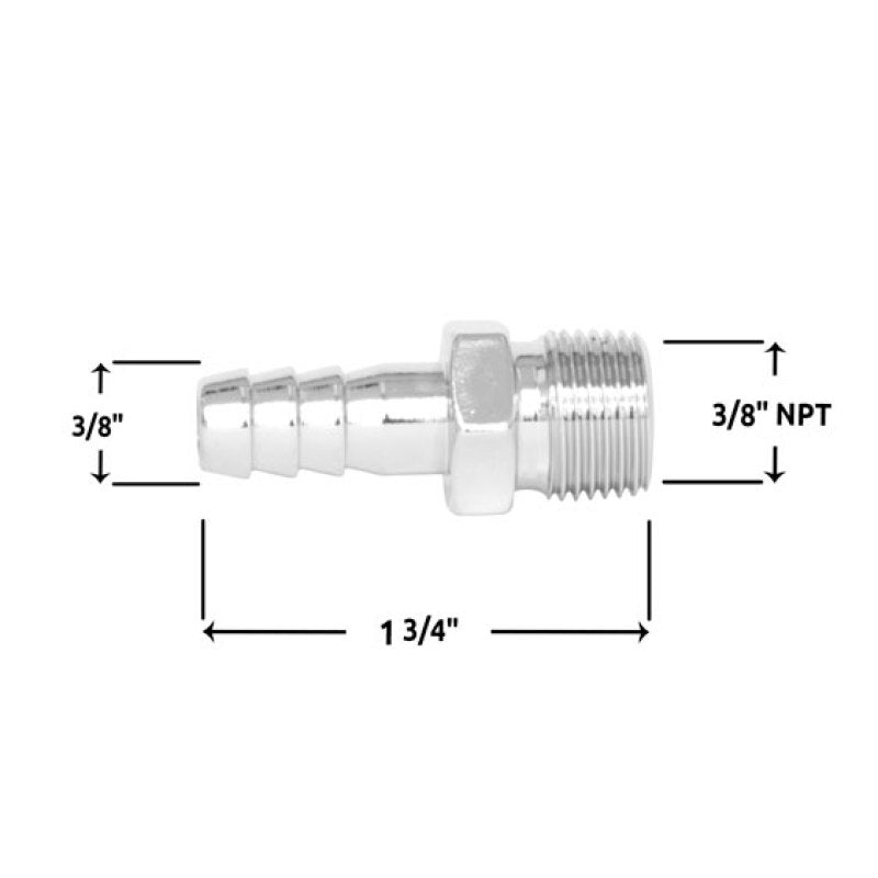 Spectre 5945 Fuel Fitting 3/8in. Hose Barb NPT Threads - Chrome