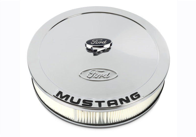 fits Ford 302-361 Racing Air Cleaner Kit - Chrome w/Mustang Emblem