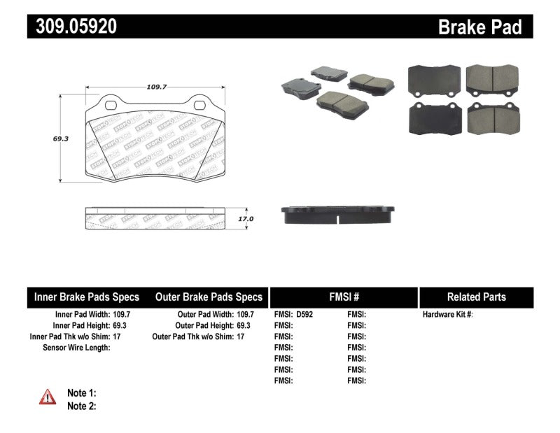 Stoptech 309.0592 Performance Brake Pads