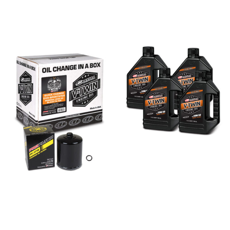 Maxima 90-069014PB V-Twin Quick Change Kit Mineral w/ Black Filter Evo/Sportster