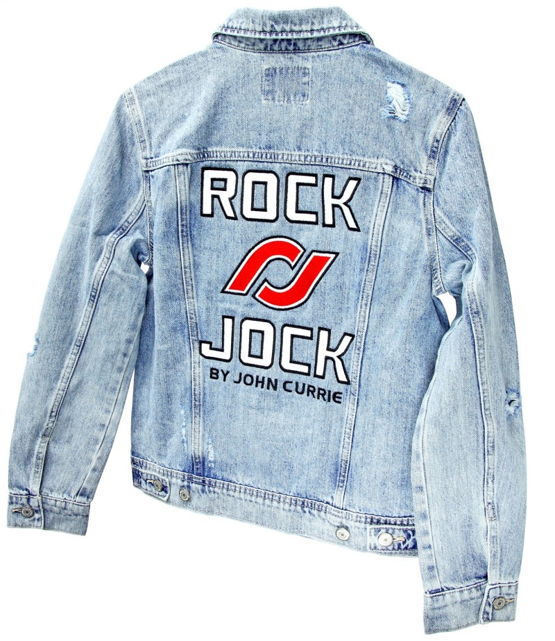 RockJock RJ-714000-L Jean Jacket w/ Embroidered Logos Front and Back Blue Womens Large