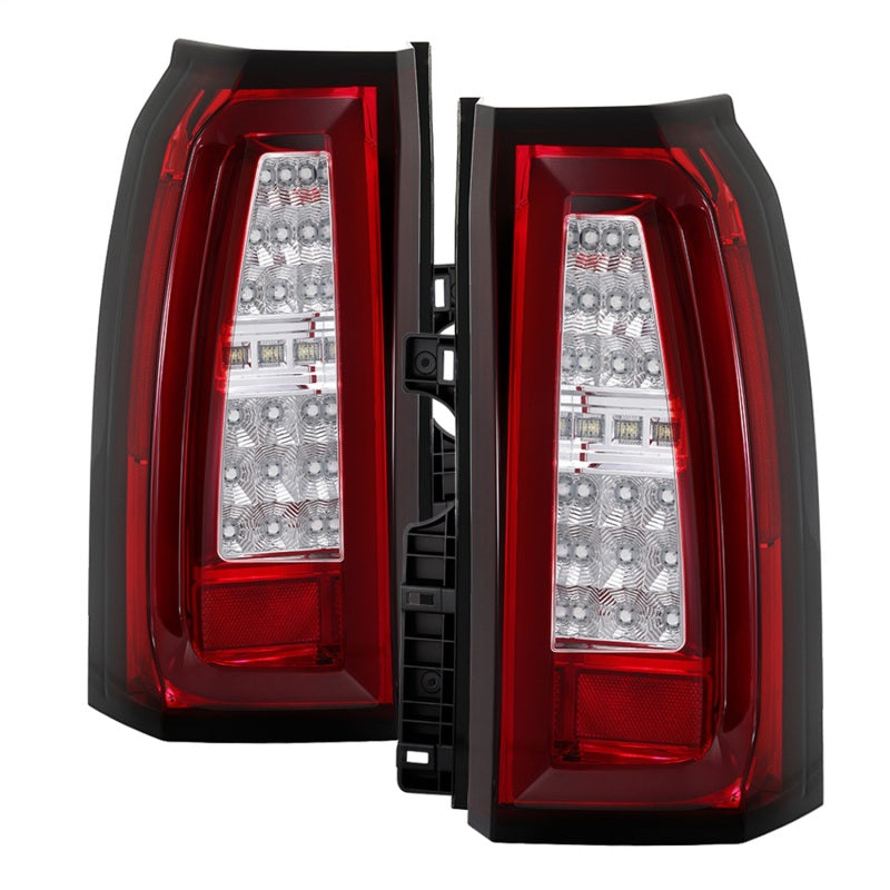 Spyder 5085085 fits Chevy 15-17 Tahoe / Suburban LED Tail Lights - Red Clear (A