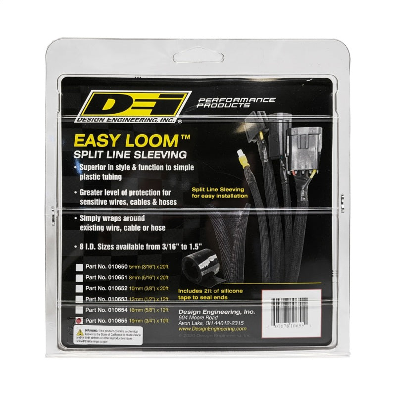DEI  10655 Split Wire Sleeve Easy Loom 19mm-3/4in x 10 Black