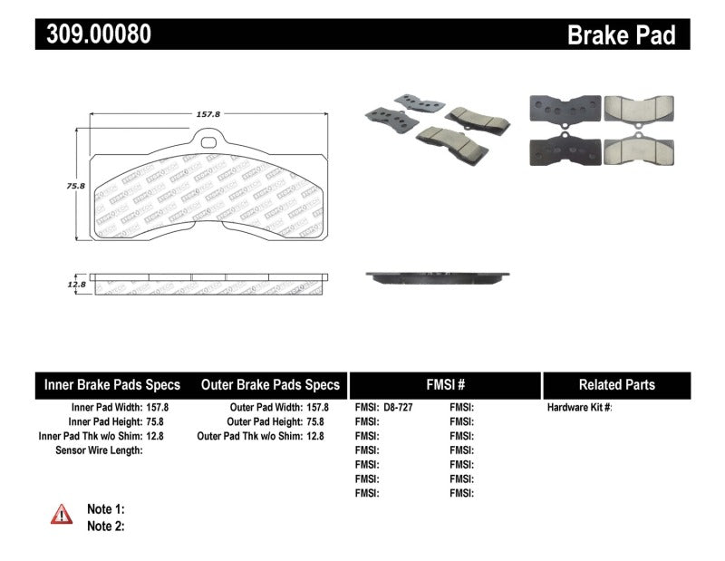 Stoptech 309.0008 Performance Brake Pads