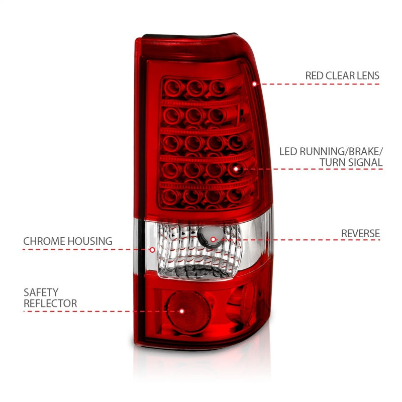 ANZO 311010 1907 fits Chevrolet 99-20 Silverado 1500 LED Taillights Red/Clear