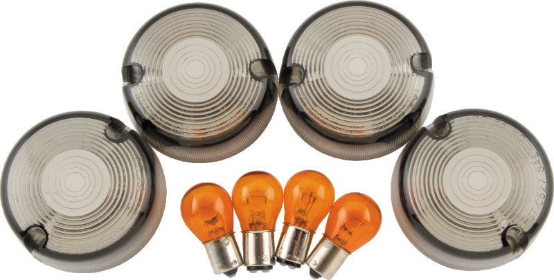 Bikers Choice 482544 86-99 FXST 86-01 FXD FXR XL Smoked Turn Signal Lens & Ambe
