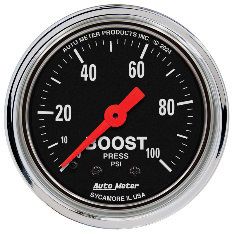 AutoMeter 2406 AutoMeter Gauge Boost 2-1/16in. 100 PSI Mechanical Traditional Chrome