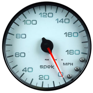 AutoMeter P23012 Autometer Spek-Pro Gauge Speedometer 5in 180 Mph Elec. Programmable White/Black