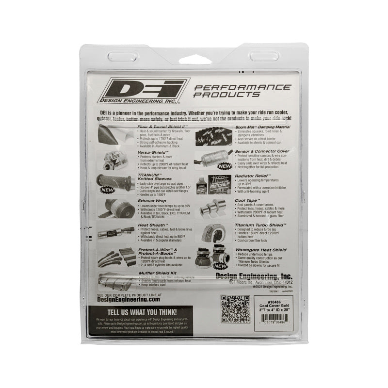 DEI 10486 Cool-Cover GOLD 3in to 4in OD Air Tube x 28in L - Air Tube Cover Kit