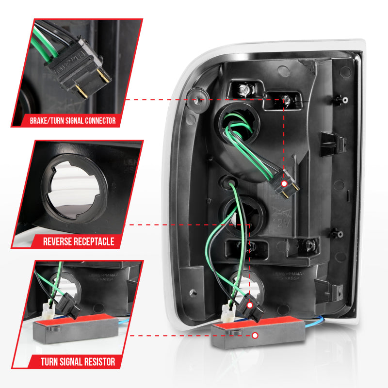 ANZO 311360 1997 fits Ford 93-19 Ranger LED Tail Lights w/ Light Bar Black Housing Smoked Lens