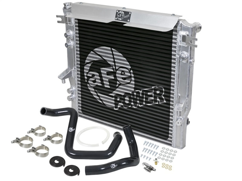 AFE 46-50012-B unner GT Series Bar and Plate Radiator w/ Black Hoses 12-18 fits