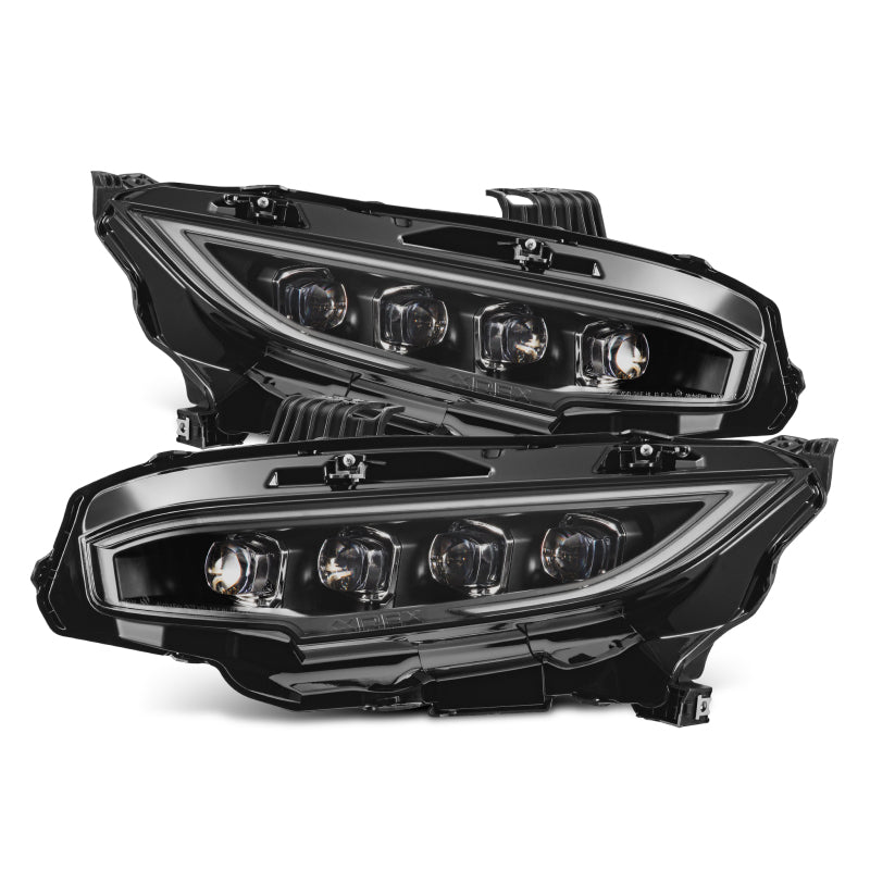 AlphaRex 880491 16-21 fits Honda Civic NOVA-Series LED Proj Headlights Blk w/
