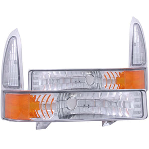 ANZO 511039 2000-2004 fits Ford Excursion Euro Parking Lights Chrome w/ Amber Reflector