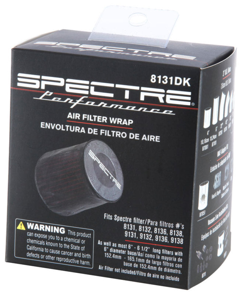 Spectre 8131DK Universal Pre-Filter Wrap 6in. x 6.125in. - Black