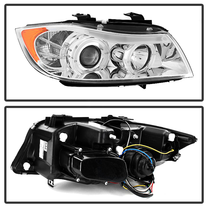 Spyder 5009012 fits BMW 06-08 E90 3-Series Projector LED Halo Amber Reflctr Rpl