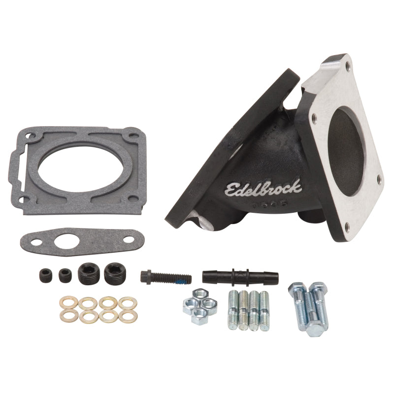 Edelbrock 38353 EFI Throttle Body Adaptor (Elbow) fits Ford Mustang 94-95 w/ Black Mini Texture Powder Coat