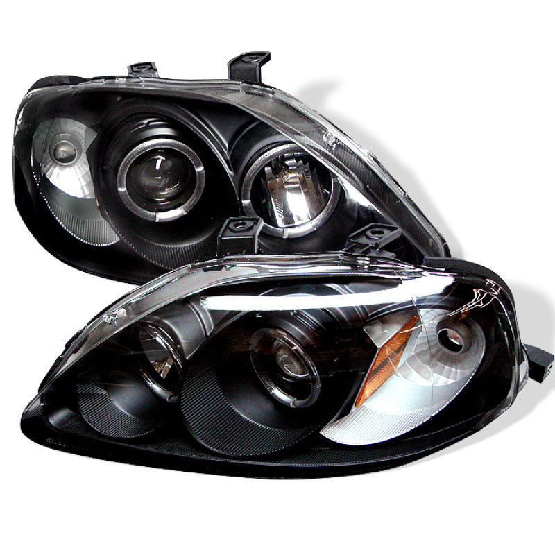 Spyder 5010933 fits Honda 99-00 Civic Projector Headlights LED Halo Black High