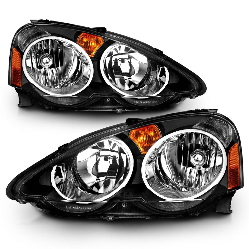 ANZO 121209 2004 fits Acura 02-20 Rsx Crystal Headlights Black