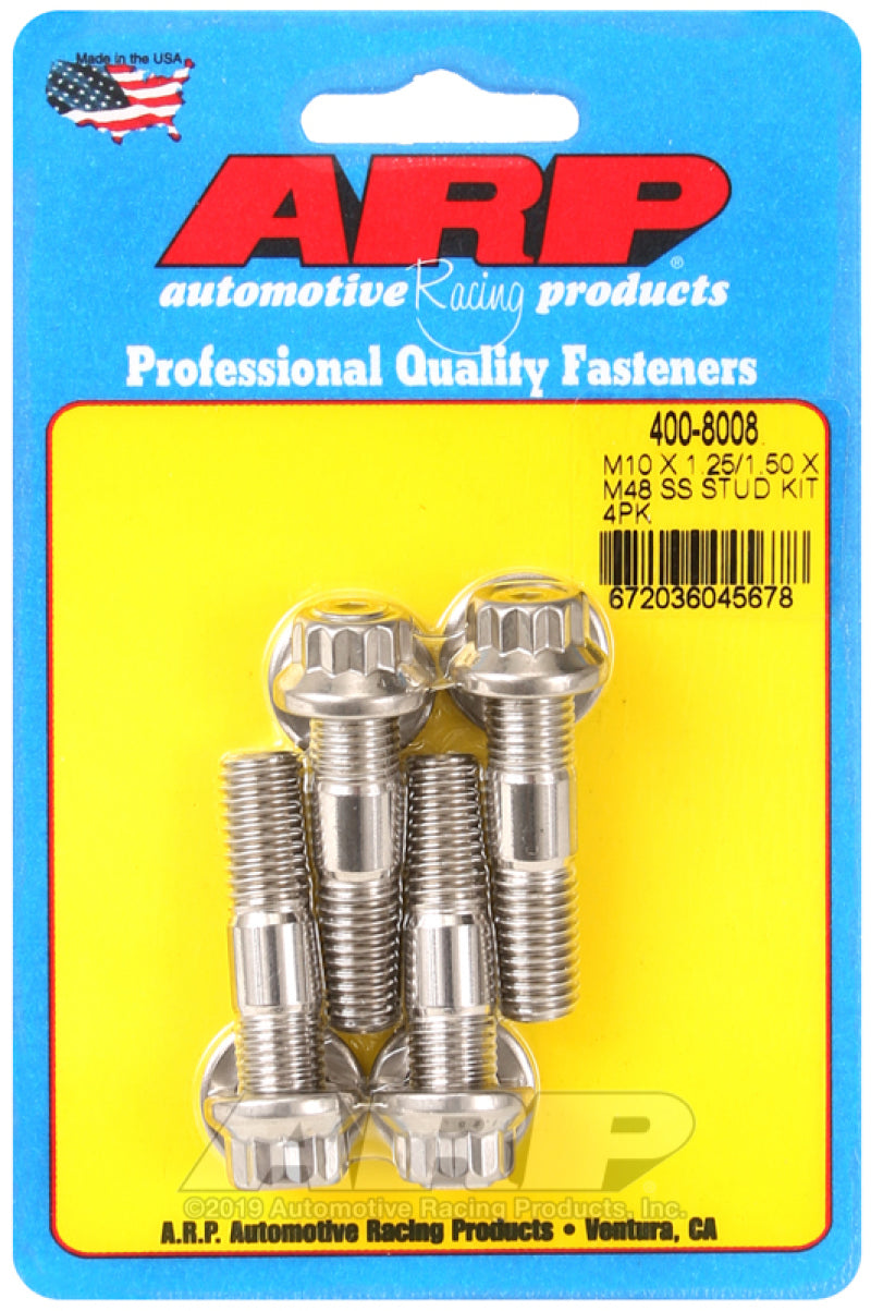 ARP 400-8008 M10 X 1.25/1.50 X 48mm Broached Stud Kit (4 Pcs)