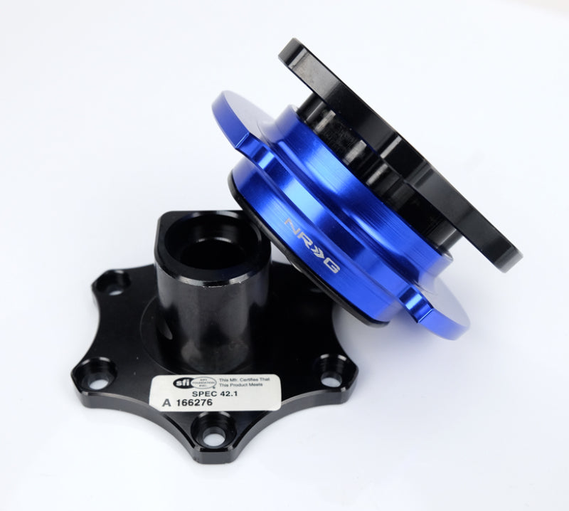 NRG SRK-R200BK-BL Race Short Hub Datsun - Black Body Blue Ring