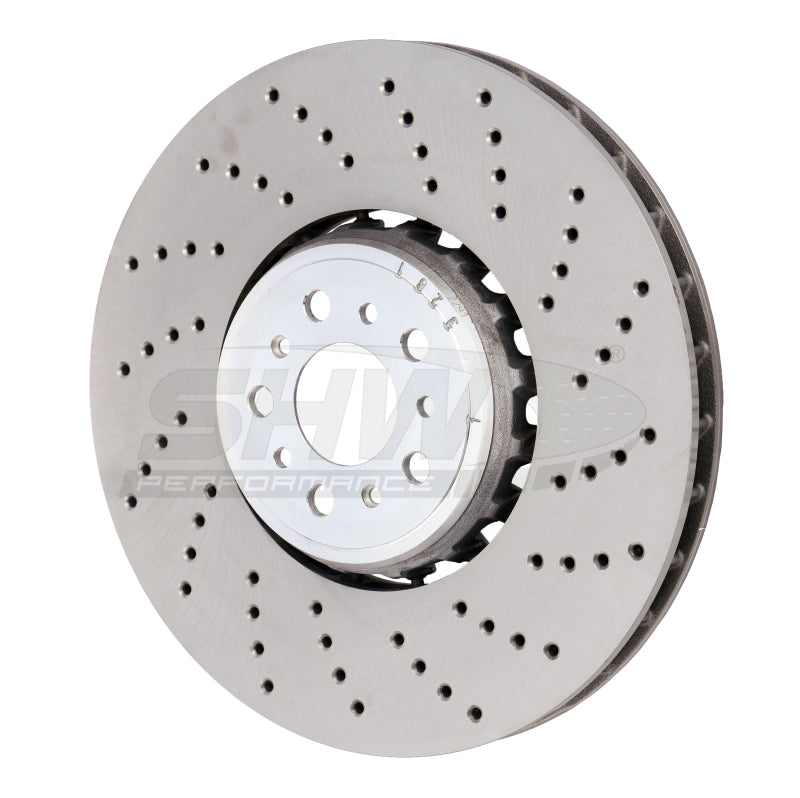 SHW Performance BFR42502 SHW 18-21 fits BMW M5 4.4L Right Front Cross-Drilled Lightweight Brake Rotor (34117991102)