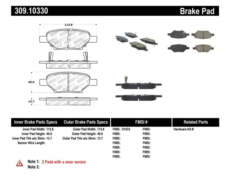 Stoptech 309.1033 Performance Brake Pads