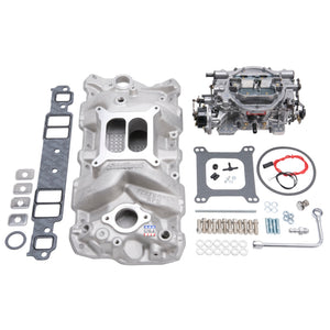 Edelbrock 2023 Manifold And Carb Kit Performer RPM Small Block fits Chevrolet 1957-1986 Natural Finish