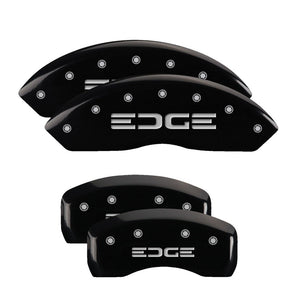 MGP 10042SEDGBK 4 Caliper Covers Engraved Front & Rear Edge Black finish silver