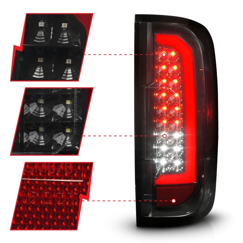 ANZO 311433 fits Chevrolet 15-21 Colorado Full LED Tail Lights w/ Red Lightbar Black Housing Smoke Lens