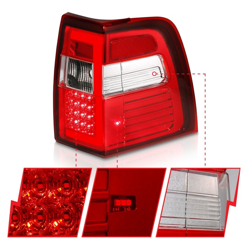 ANZO 311410 For Expedition LED Taillights w/ Light Bar Chrome Housing Red/Clear Lens