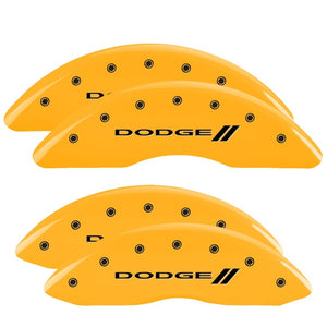 MGP 12124SDD3YL 4 Caliper Covers Engraved F & R Stripes/fits Dodge Yellow Finish