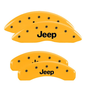 MGP 42020SJEPYL 4 Caliper Covers Engraved Front & Rear 11-15 fits Jeep Grand Che