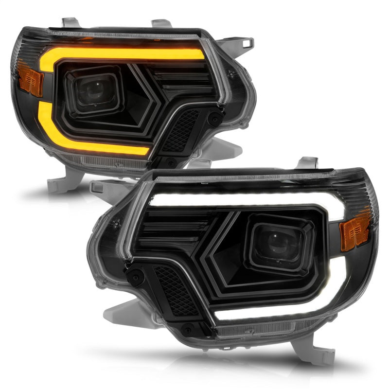 ANZO 111556 fits Toyota 12-15 Tacoma Projector Headlights - w/ Light Bar Switchback Black Housing