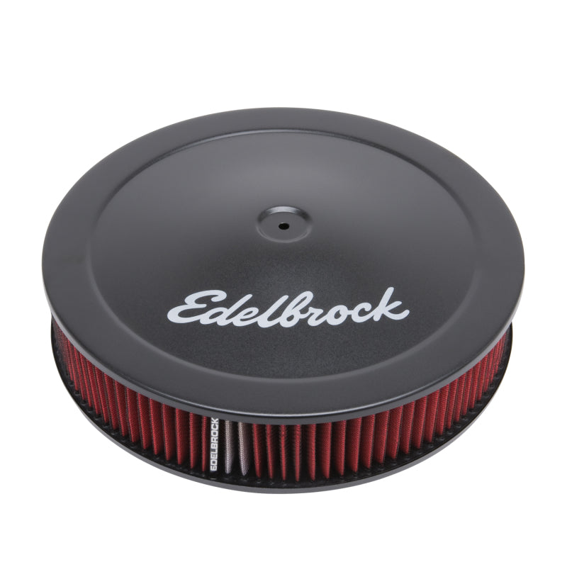 Edelbrock 1225 Air Cleaner Pro-Flo Series Round 14 In Diameter Cloth Element 3/8Indropped Base Black