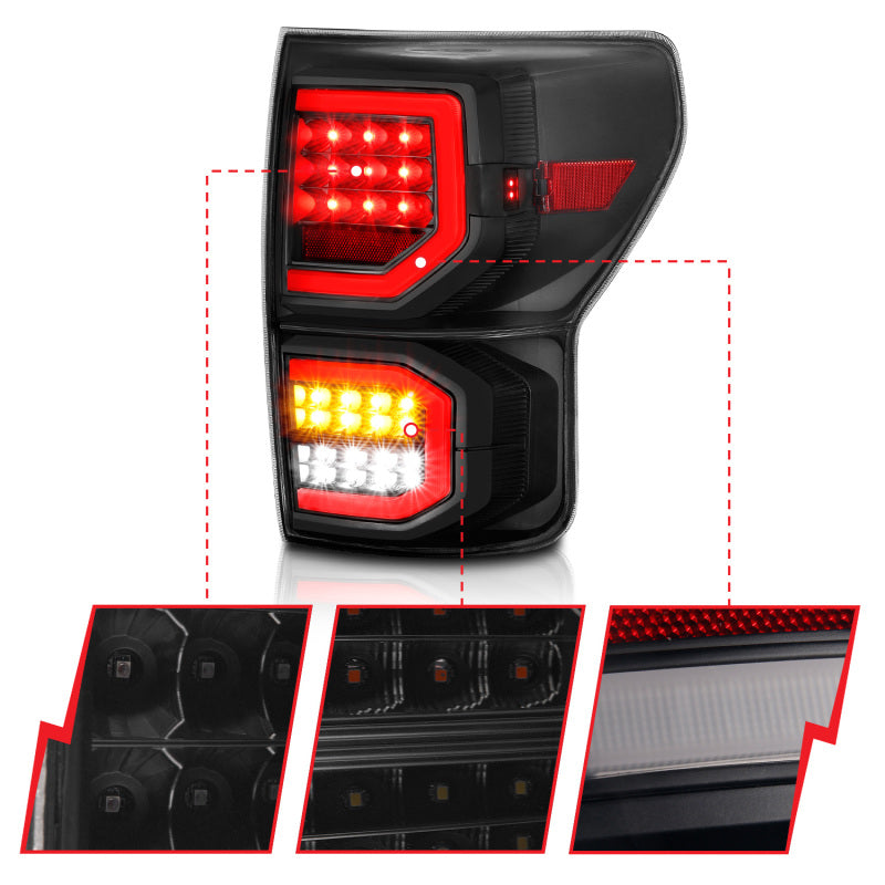 ANZO 311337 2013 fits Toyota 07-20 Tundra LED Taillights Plank Style Black w/Smoke Lens