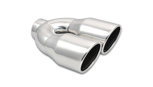 Vibrant 1326 2.5in ID Dual 3.5in OD Round SS Exhaust Tip (Single Wall Angle Cut)