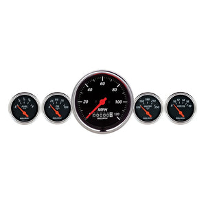 AutoMeter 1440 AutoMeter Gauge Kit 5 Pc. 3-3/8in. & 2-1/16in. Elec. Speedometer Designer Black