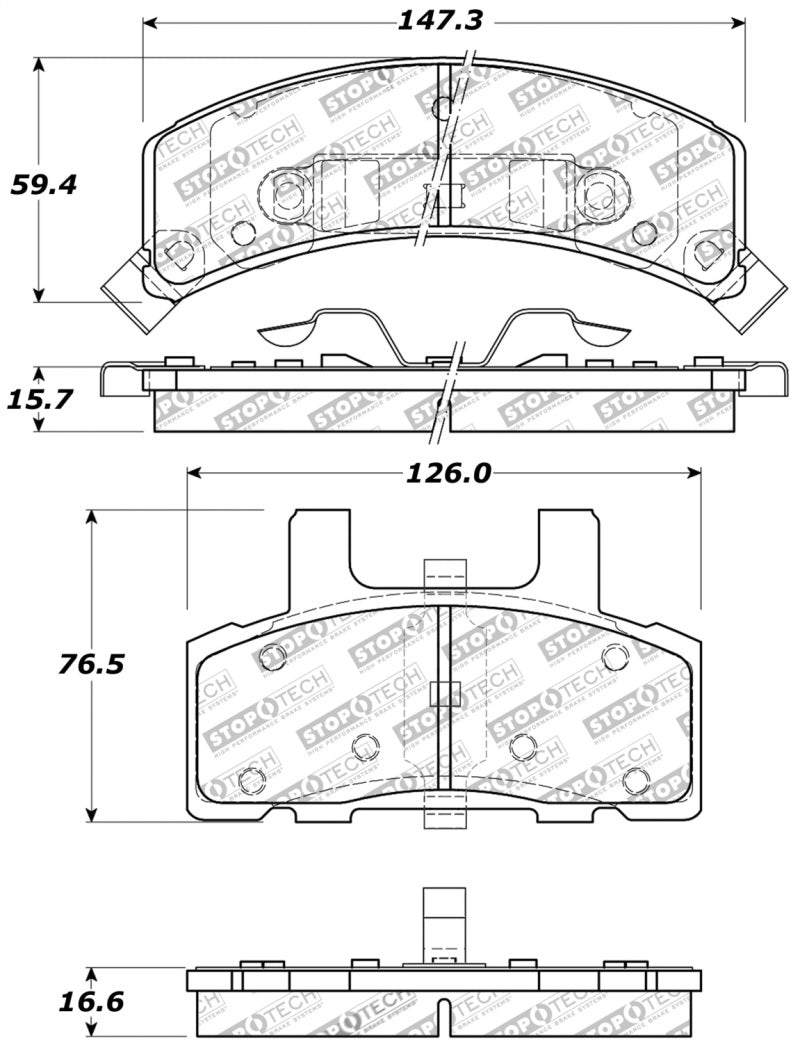 Stoptech 309.0369 Sport Brake Pads w/Shims and Hardware - Front