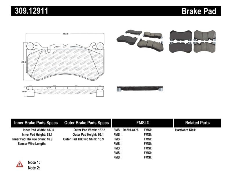 Stoptech 309.12911 Performance Brake Pads