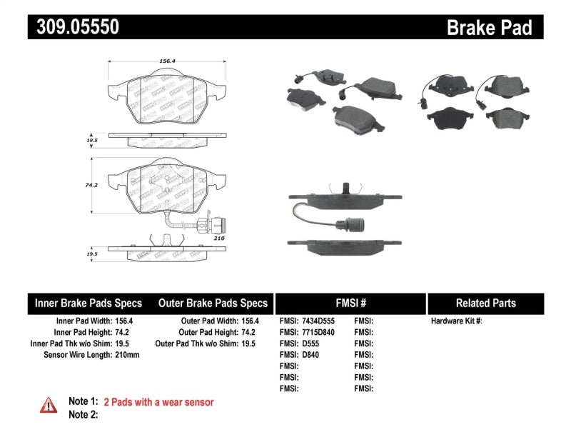 Stoptech 309.0555 Performance Brake Pads