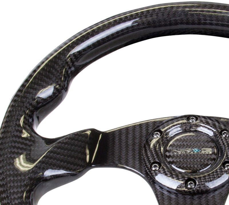 NRG ST-009CF ST-009CF/BK Carbon Fiber Steering Wheel Flat Bottom w/Shiny Black