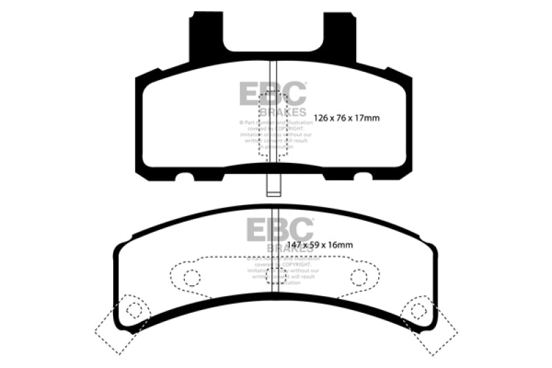 EBC DP21273 fits Cadillac 97-99 Deville 4.6 (Rear Drums) Greenstuff Front Brake Pads