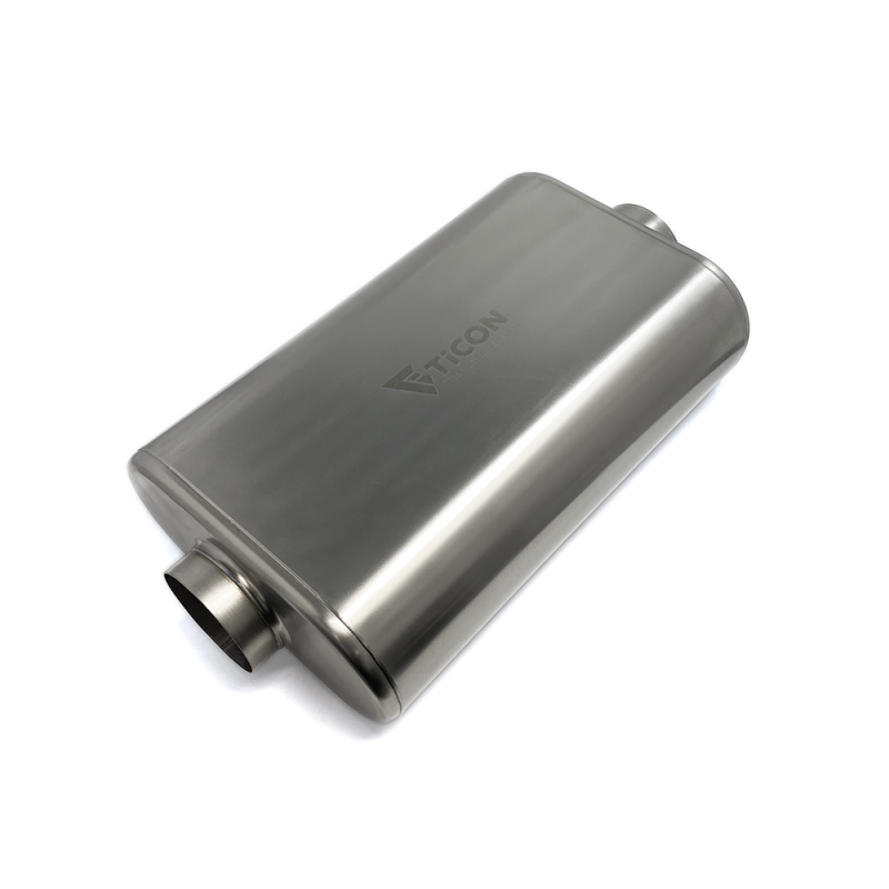 Ticon 116-07623-0200 Industries 17in OAL 3.0in Center In/Out Oval Ultralight Low Profile Titanium Muffler