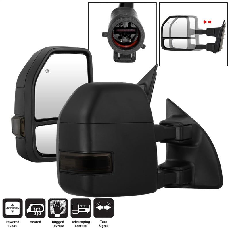 xTune 9943102 99-07 fits Ford Super Duty Heated LED Signal Power Mirrors - Smk
