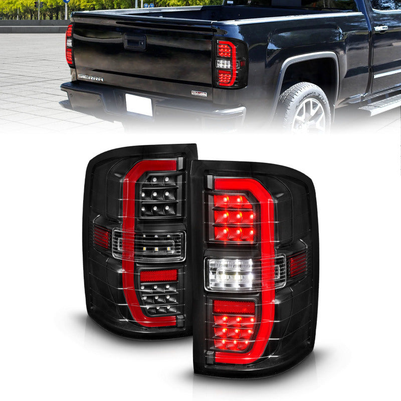 ANZO 311464 fits GMC 14-18 Sierra 1500 Full LED Taillights Black Housing Clear Lens (w/C Light Bars)