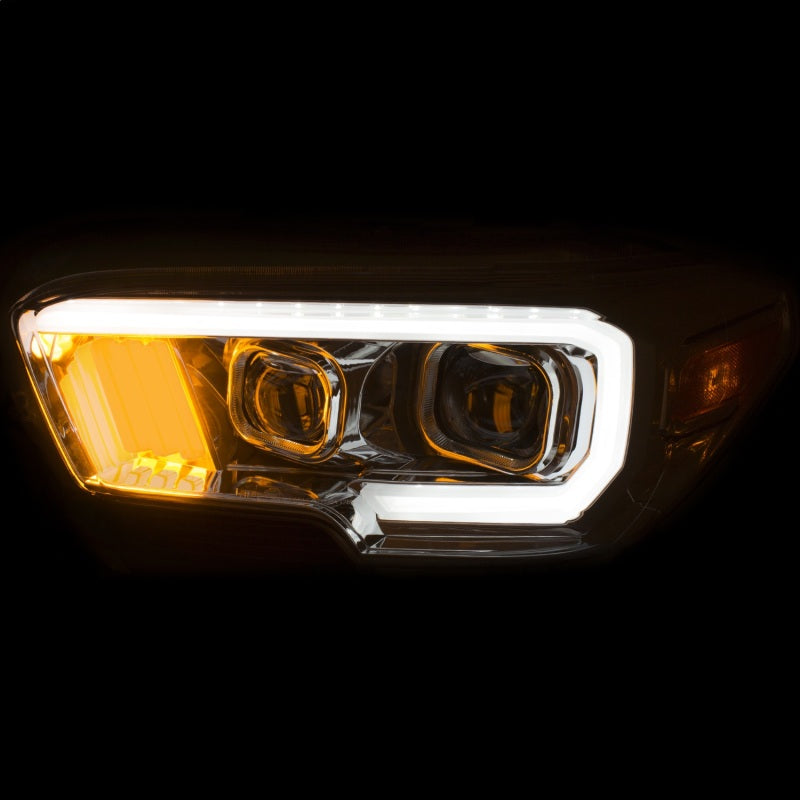 ANZO 111378 2017 fits Toyota 16-20 Tacoma Projector Headlights w/ Plank Style Design Chrome w/ Amber