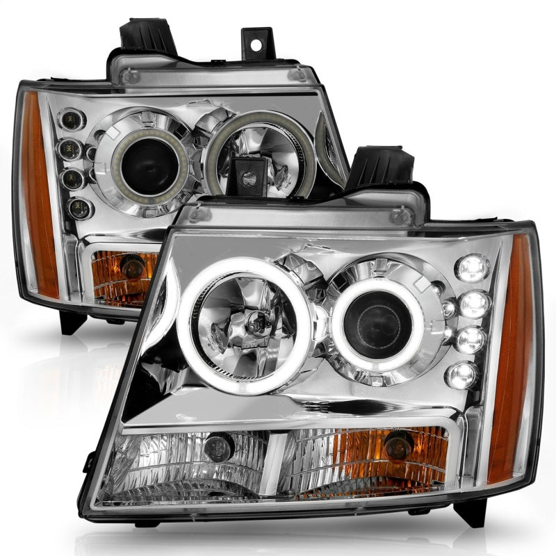 ANZO 111108 2013 fits Chevrolet 07-20 Avalanche Projector Headlights w/ Halo Chrome