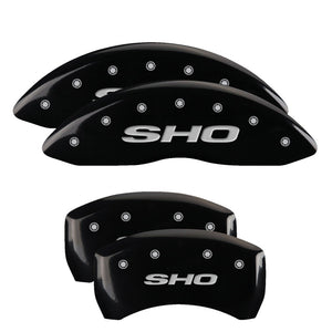 MGP 10222SSHOBK 4 Caliper Covers Engraved Front & Rear SHO Black finish silver c