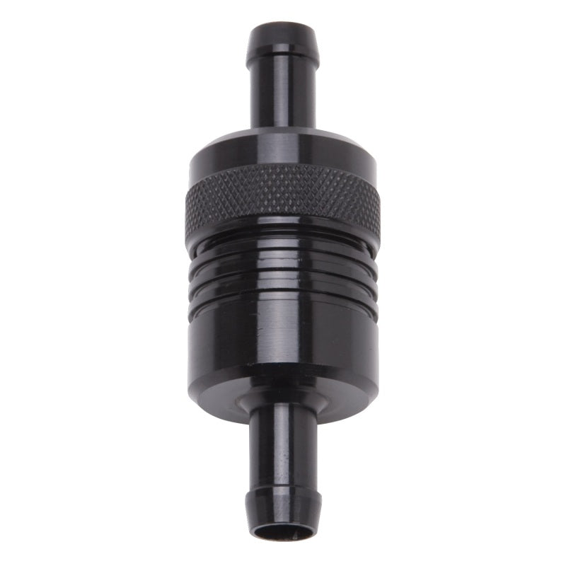 Edelbrock 8157 Fuel Filter Aluminum 3In X 01/ 1/8In 3/8In Inlet/Outlet Black